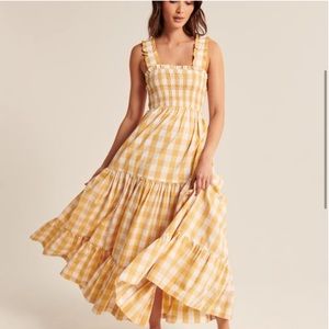 Abercrombie Yellow Gingham Maxi Dress